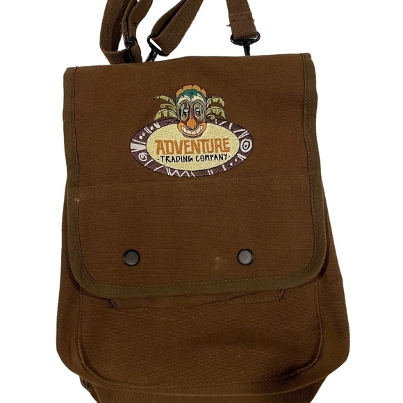 Disneyland Disney Tiki‎ Adventure Trading Company Brown Bag Backpack RARE. - Picture 1 of 7